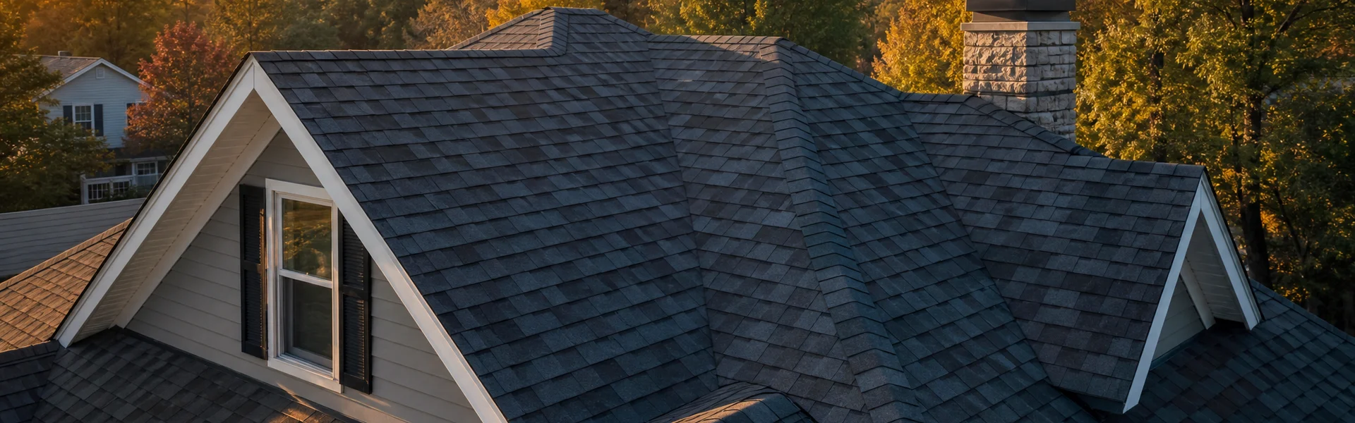 Beautiful completed roof at golden hour