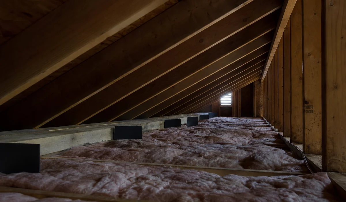 Attic ventilation and insulation detail in a Newington home