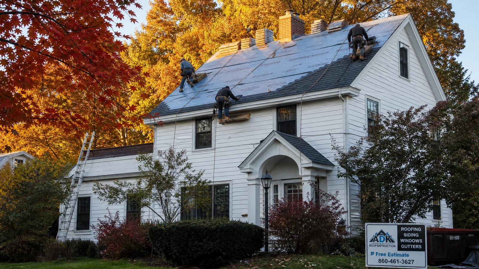 Autumn roof replacement on a CT home