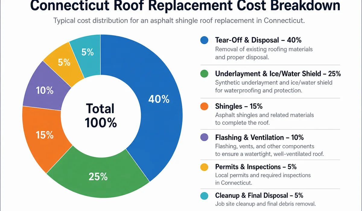 Roof replacement cost breakdown by category