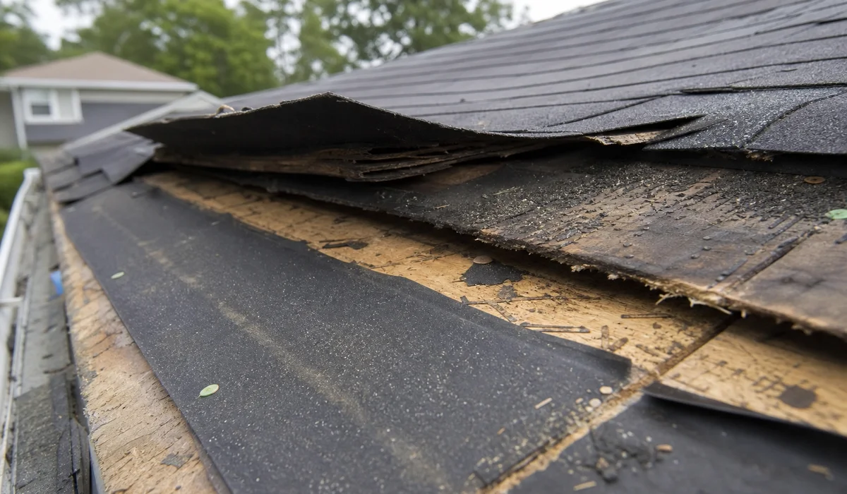 Two-layer shingle installation cross-section