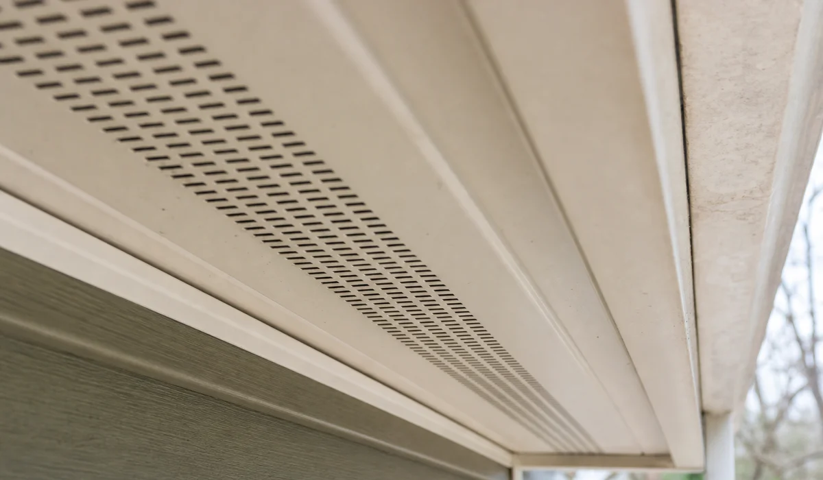 Soffit vents under a roof eave in Newington CT