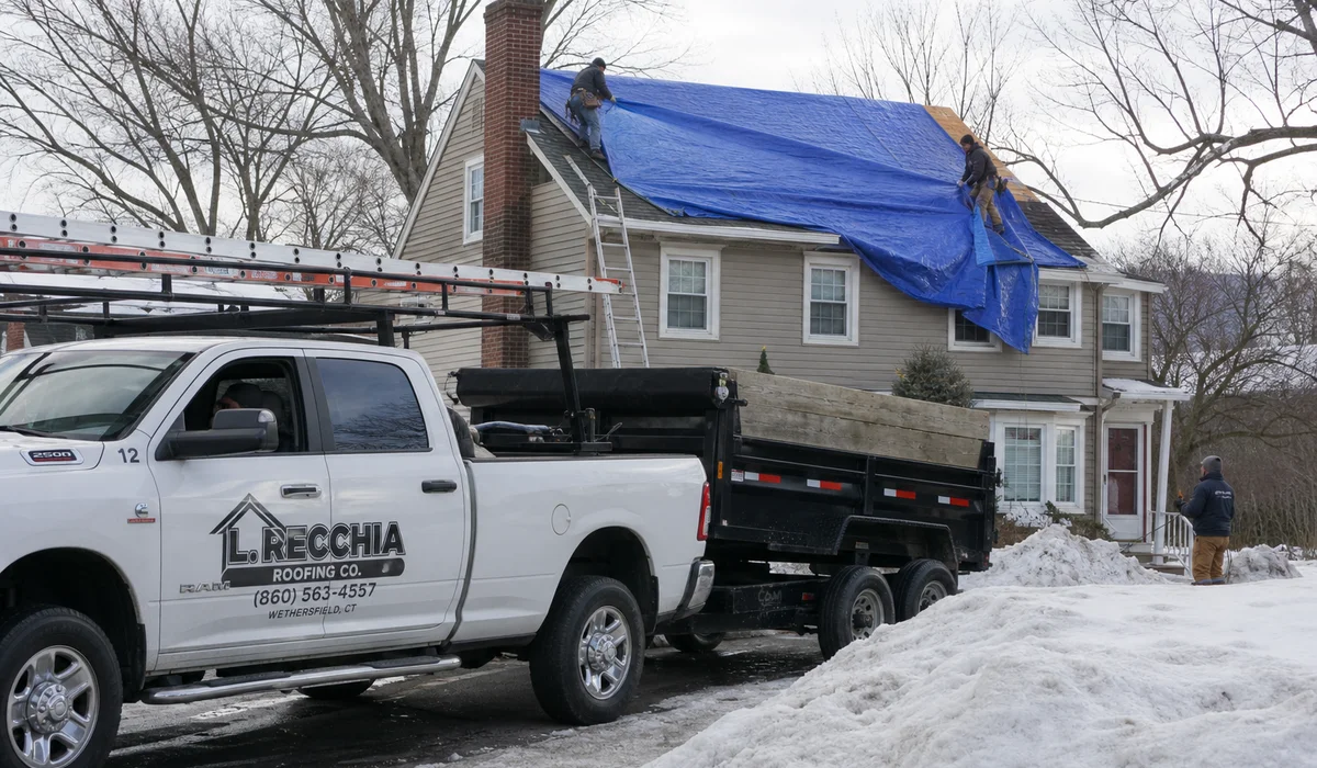 Emergency response and tarping on the Wethersfield storm damage
