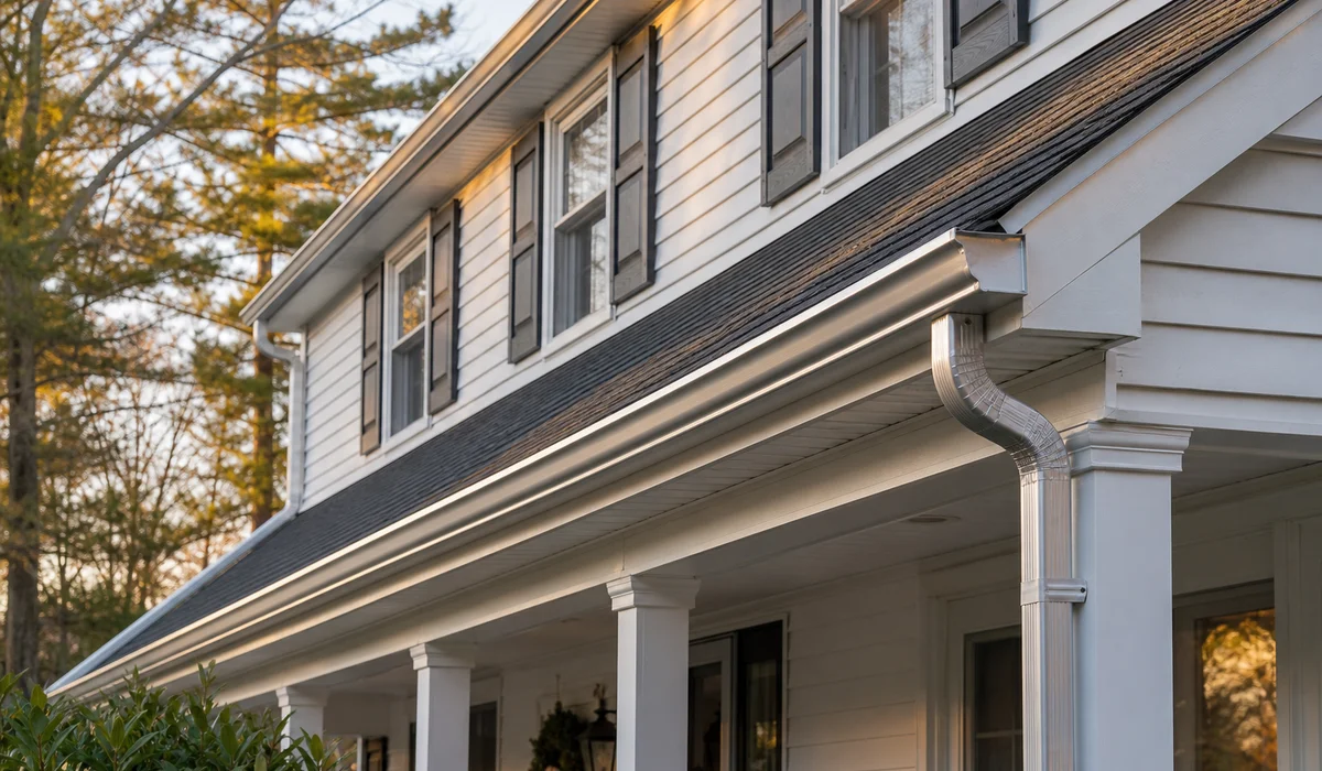New seamless gutter installation on a Newington CT home