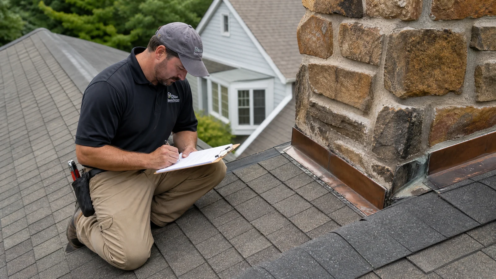 Professional roof inspection in progress
